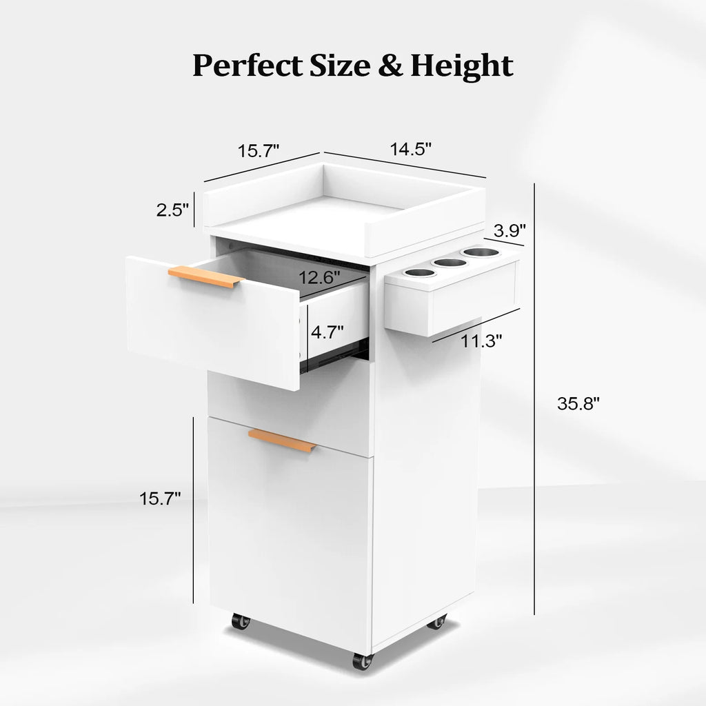 Salon Trolley with Wheels, 2 Drawers & 1 Storage Cabinet E12177