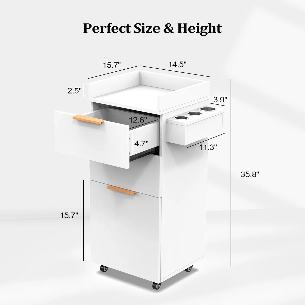 Salon Trolley with Wheels, 2 Drawers & 1 Storage Cabinet E12177