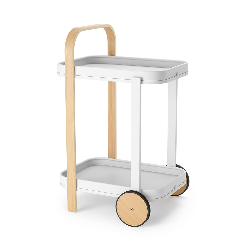 White-Natural Bar & Serving Cart J33968