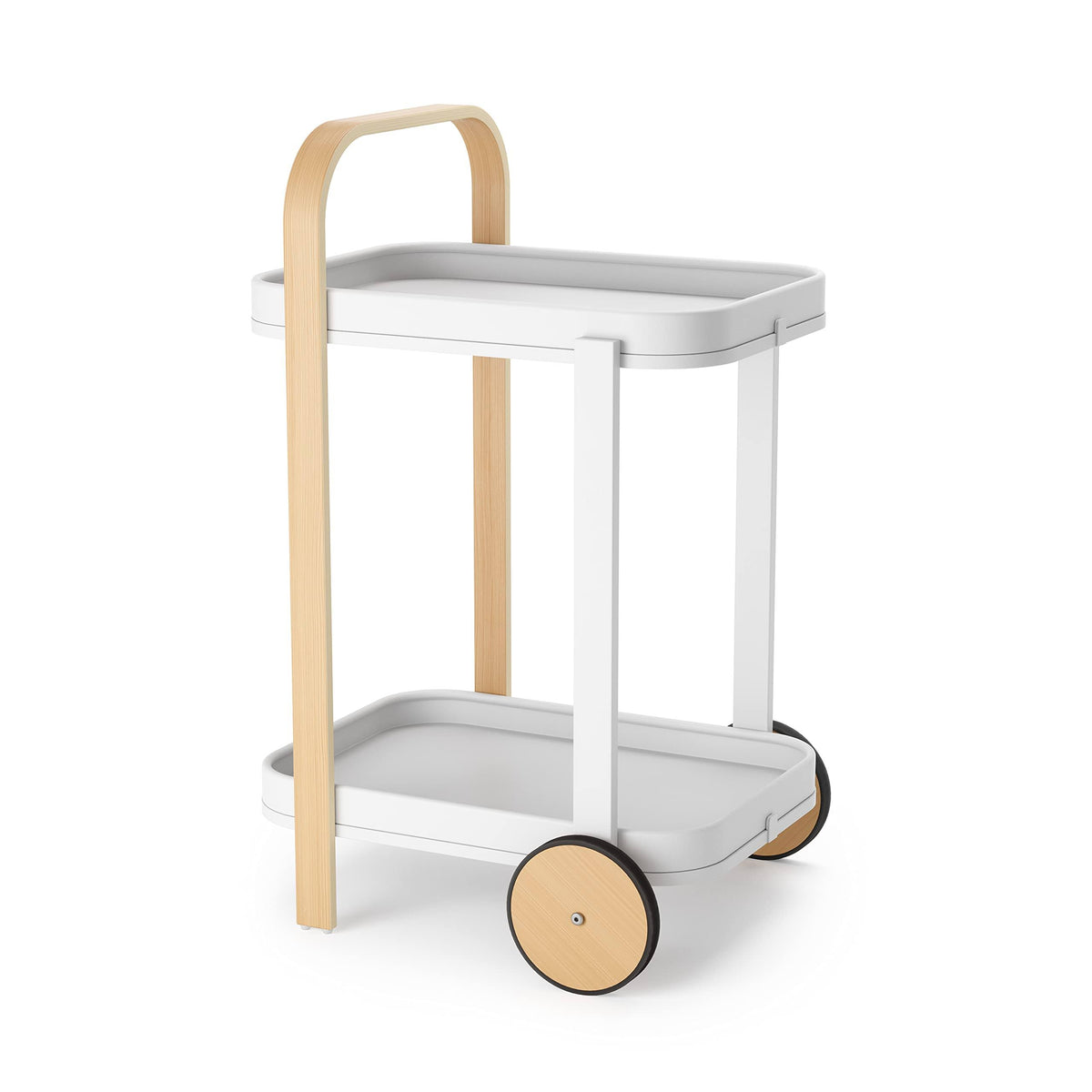 White-Natural Bar & Serving Cart J33968