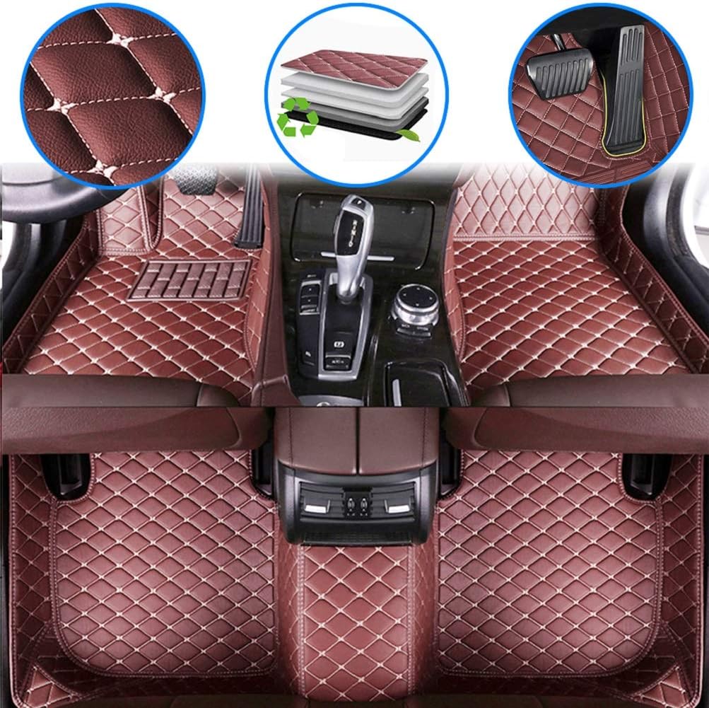 Gray Leather Waterproof Anti-Slip Full Coverage Front & Rear Car Floor Mats H338