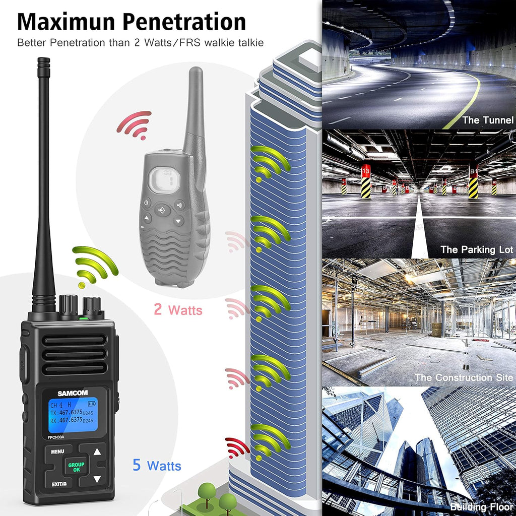 6 Packs UHF Two Way Radios Walkie Talkies with Earpieces T50999