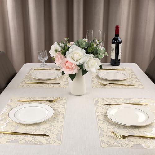 Gold Placemats Set of 6 Rectangle Vinyl Table Mats F75691