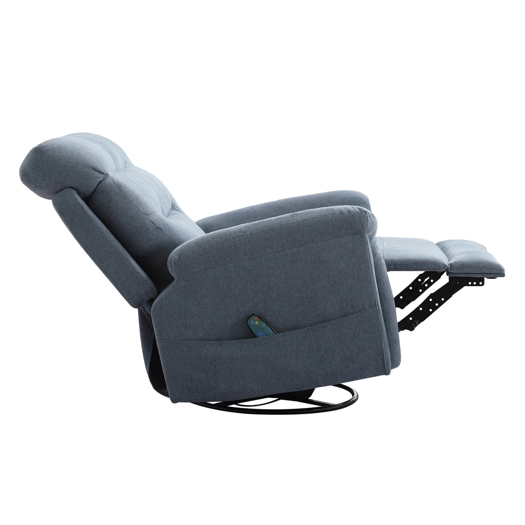 Upholstered Swivel Rocker Recliner Chair with Massage P29167
