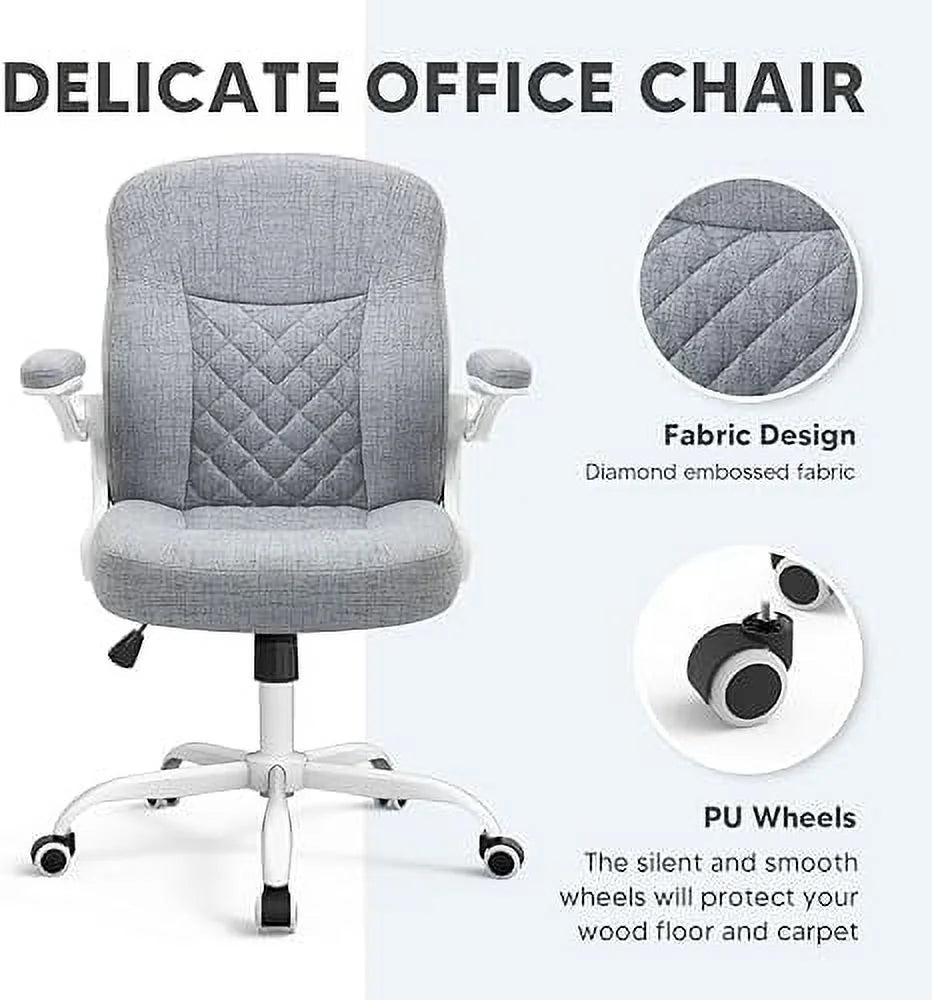 Grey Linen Office Chair with Wheels F899