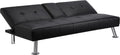 Black Faux Leather Futon Set Convertible Sleeper Loveseat Daybed I285963