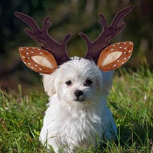 Dog Cat Christmas Reindeer Antlers Headband Adjustable Pet Costume V630038