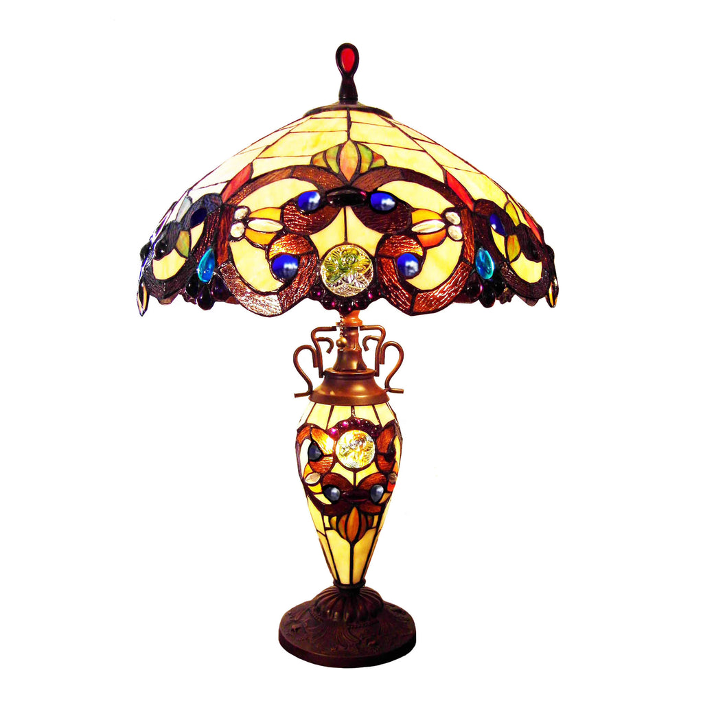 Victorian Tiffany-Style 3 Light Table Lamp 18" Wide P67837