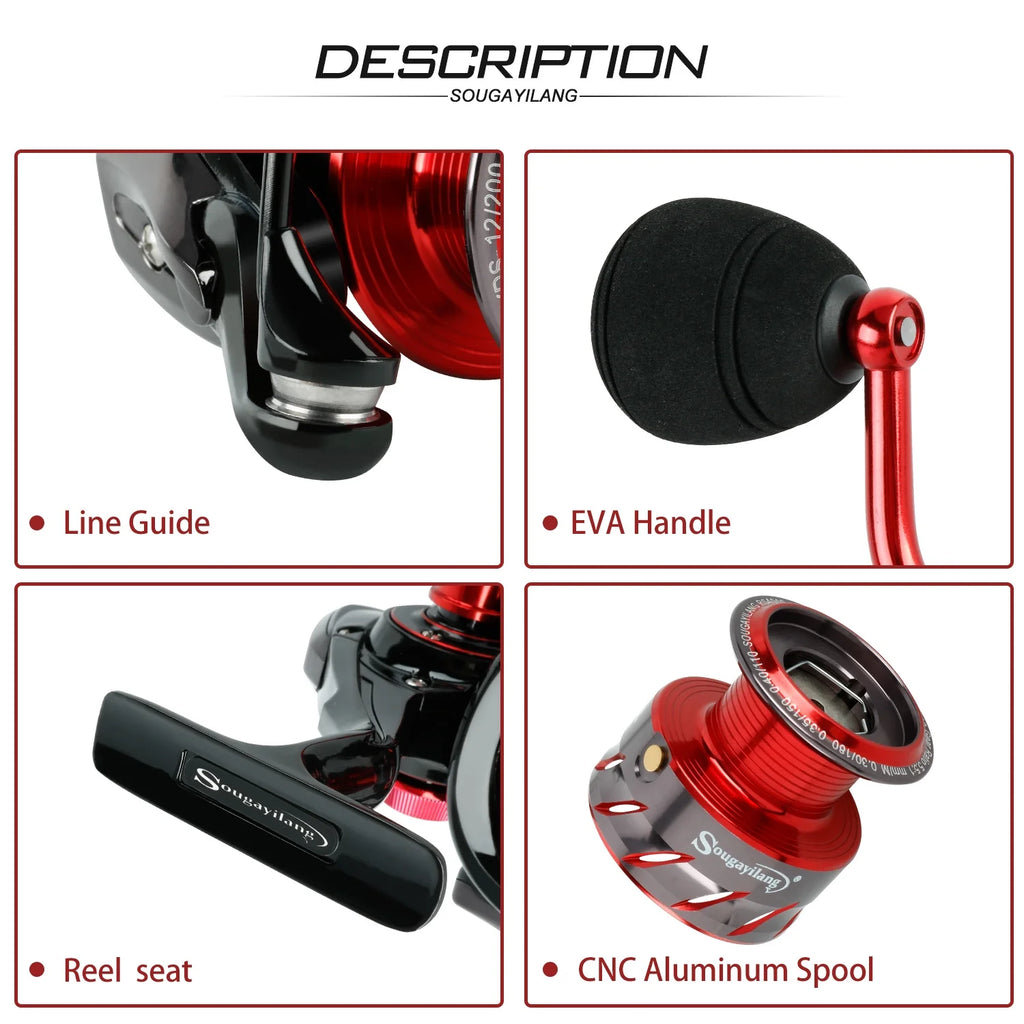 Ultra Smooth Spinning Fishing Reel Lightweight Graphite Frame CNC Aluminum Spool D534964