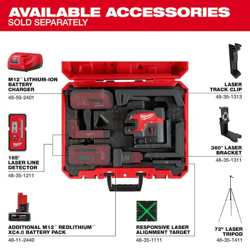 12-Volt Cordless Green Cross Line and 4-Points Laser Kit X726206