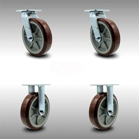 8” SS Poly on Polyolefin Caster - 2 Swivel & 2 Rigid G853
