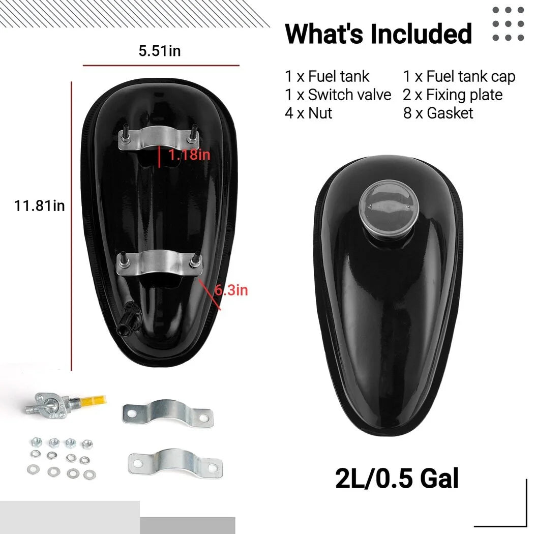Black 2L Motorized Bike Fuel Tank S91572